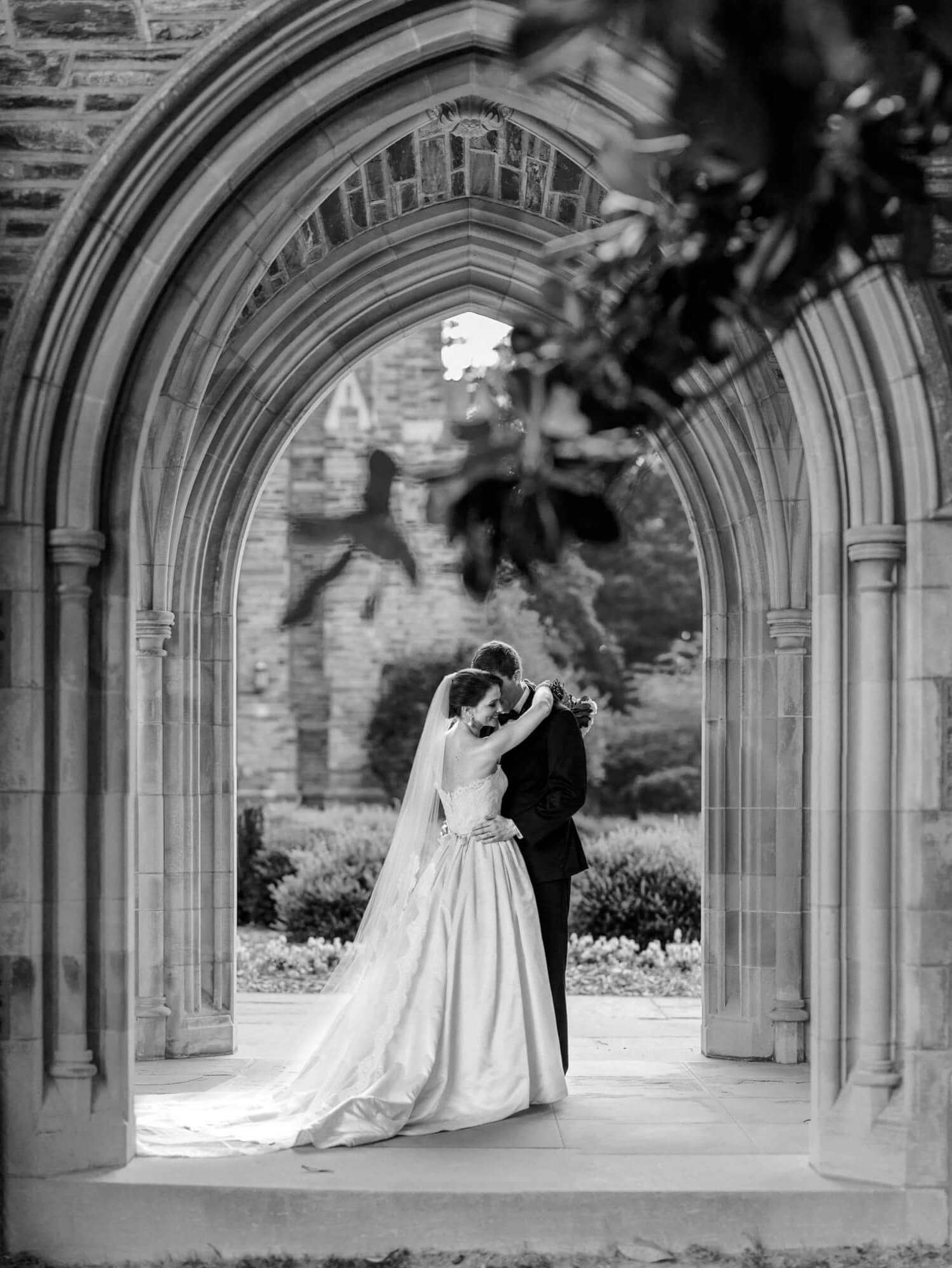 Bride and Groom at Duke Chapel - Nathan Abplanalp - Charlotte Wedding Photographer